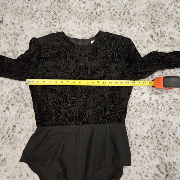 Dorothy Samuel SZ 6 Dark Romantic Black Burnout Velvet Paisley Goth Bodysuit - Picture 8 of 12